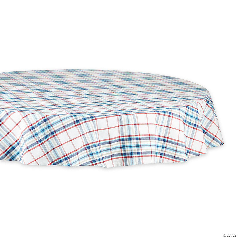 Lighthouse Plaid Tablecloth 70 Round Image