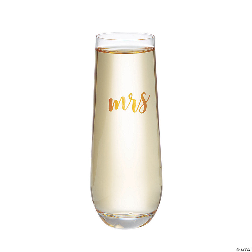 Lillian Rose&#8482; Gold Mrs. Stemless Wedding Toasting Glass Champagne Flute Image