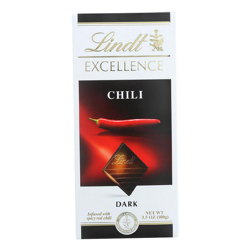 Lindt Chocolate Bar - Dark Chocolate - 47 Percent Cocoa - Excellence - Chili - 3.5 oz Bars - Case of 12 Image