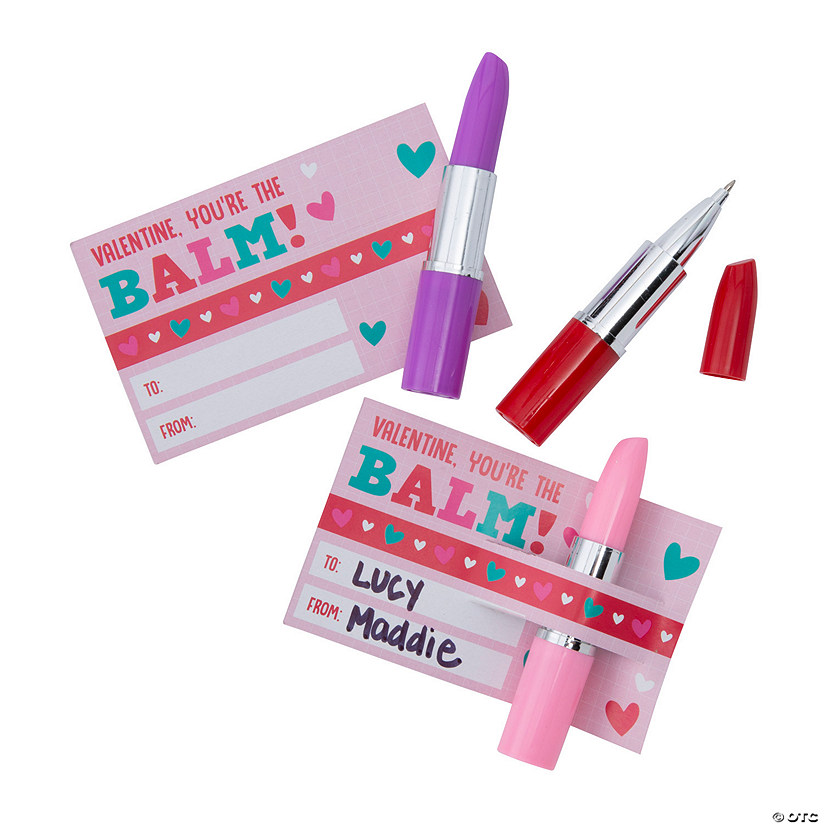 Lipstick Pen Valentine Exchanges with Card for 24 Image
