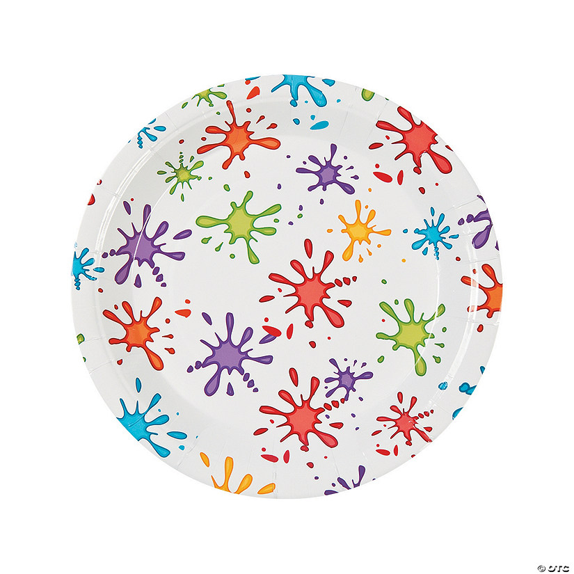 Little Artist Party Paint Splatters Paper Dinner Plates - 8 Ct. Image