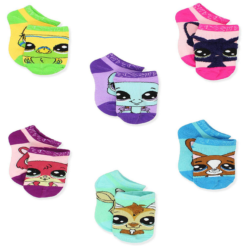 Littlest Pet Shop LPS Girl's Toddler Women's No Show 6 Pack Socks (Shoe: 10-4 (Sock: 6-8), Pink/Multi) Image