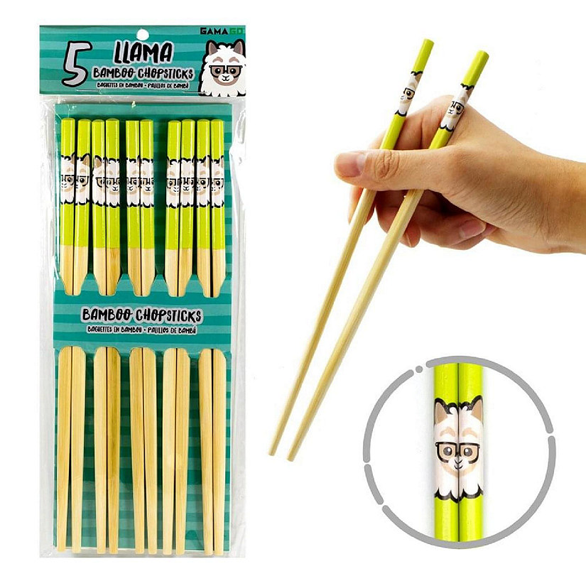 Llama Bamboo Chopstick Set of 5 Image