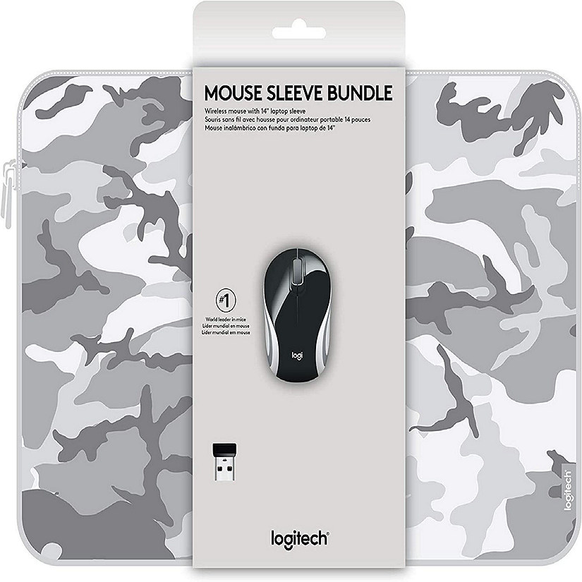 Logitech Wireless Mini Mouse M187 & 14" Sleeve Bundle - Black/Gray Camo Image