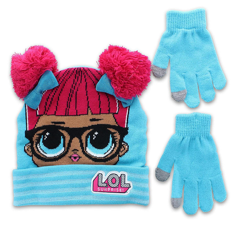 LOL Surprise Dolls Girls Winter Beanie & Glove Set  Blue Image