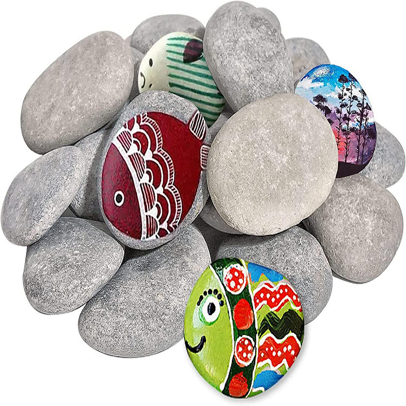 Loomini, Assorted Colors, DIY Painting Rocks: 20 Large Flat Stones, 1 set Image
