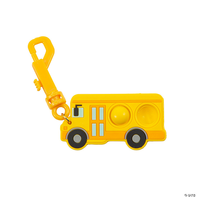 Lotsa Pops Popping Toy School Bus Backpack Clips - 12 Pc. Image
