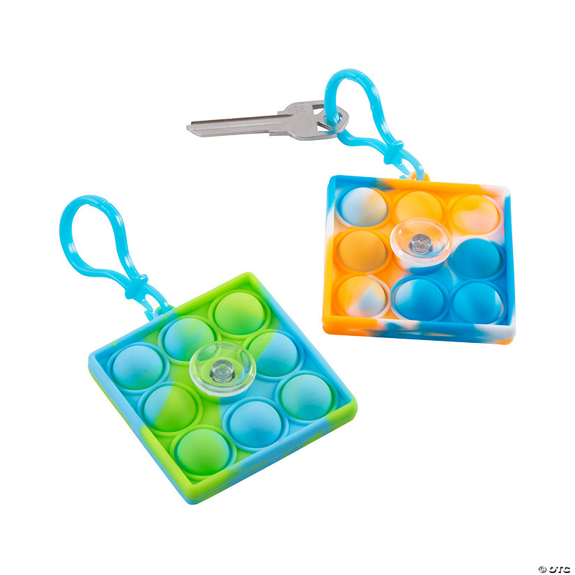 Lotsa Pops Popping Toy Spin Backpack Clip Keychains - 12 Pc. Image