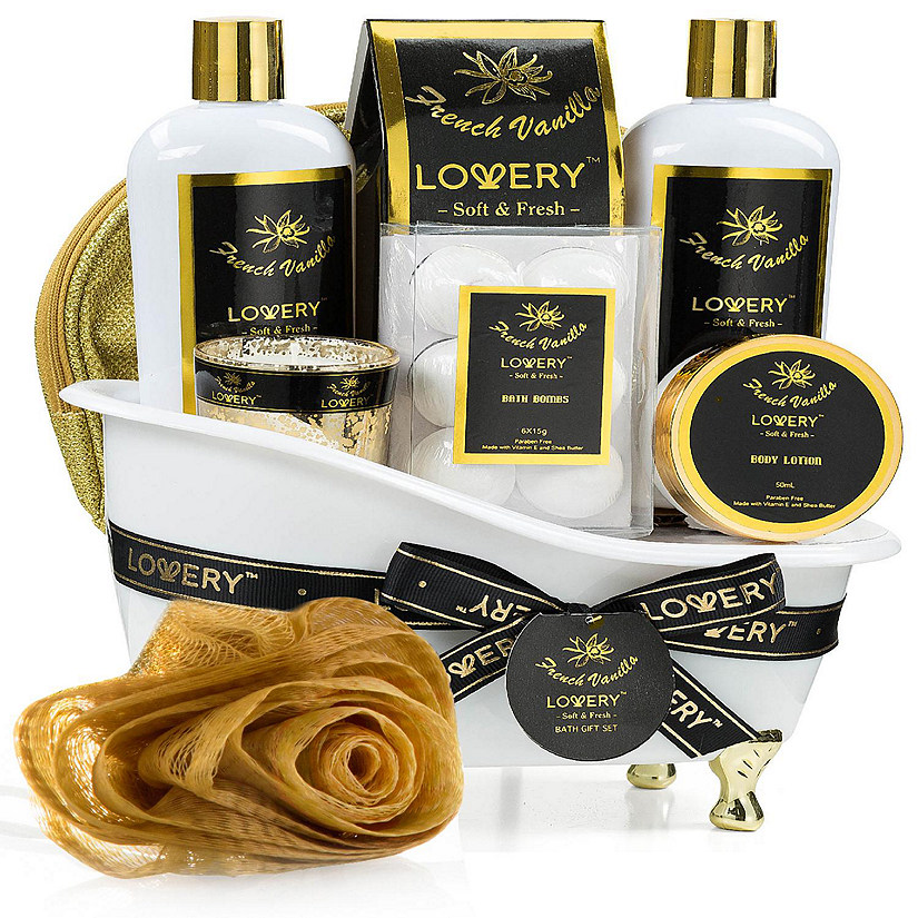 Lovery Gift Basket Set - Relaxing Home Spa Kit - Scented Spa Candle Image