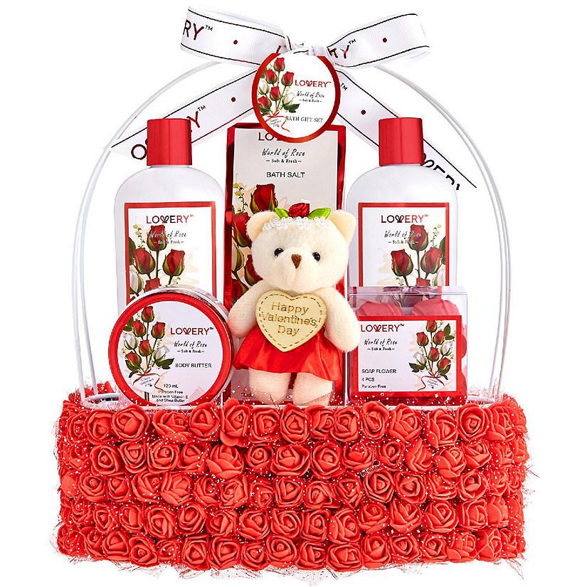 Lovery Valentine's Day Spa Gift Basket - Red Rose Scented Image