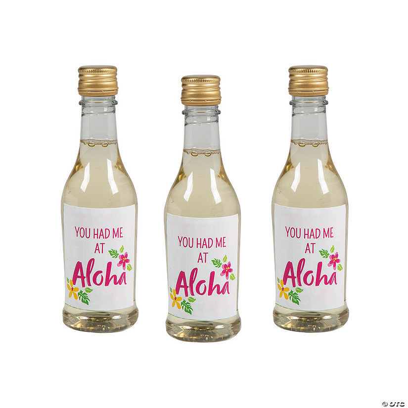 Luau Party You Had Me at Aloha Mini Wine Bottle Labels - 12 Pc. Image