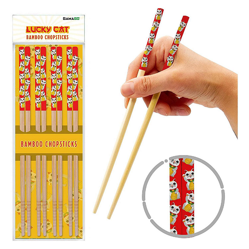Lucky Cat GAMAGO Cast Bamboo Chopsticks  Set of 4 Image