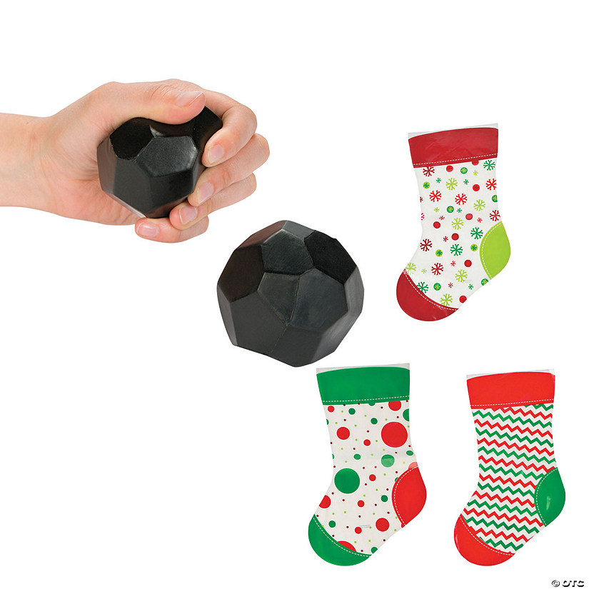 Lump of Coal Stress Ball with Goody Bag Holiday Gift Kit for 12 Image