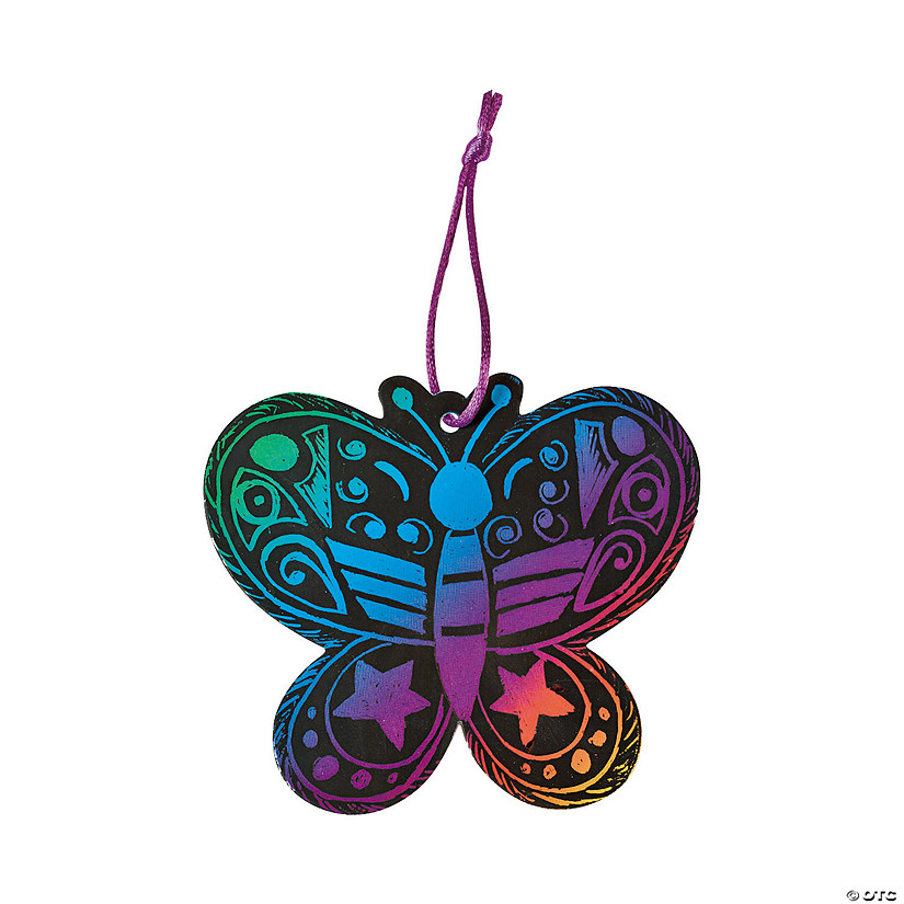 Magic Color Scratch Butterfly Ornaments - 24 Pc. Image