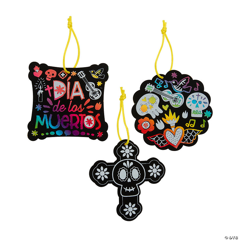 Magic Color Scratch Day of the Dead Ornaments &#8211; 24 Pc. Image