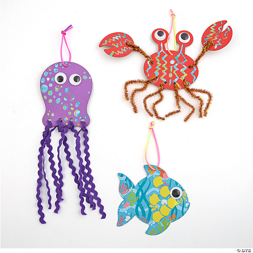 Magic Color Scratch Embellished Sea Creature Ornaments - Makes 12 Image