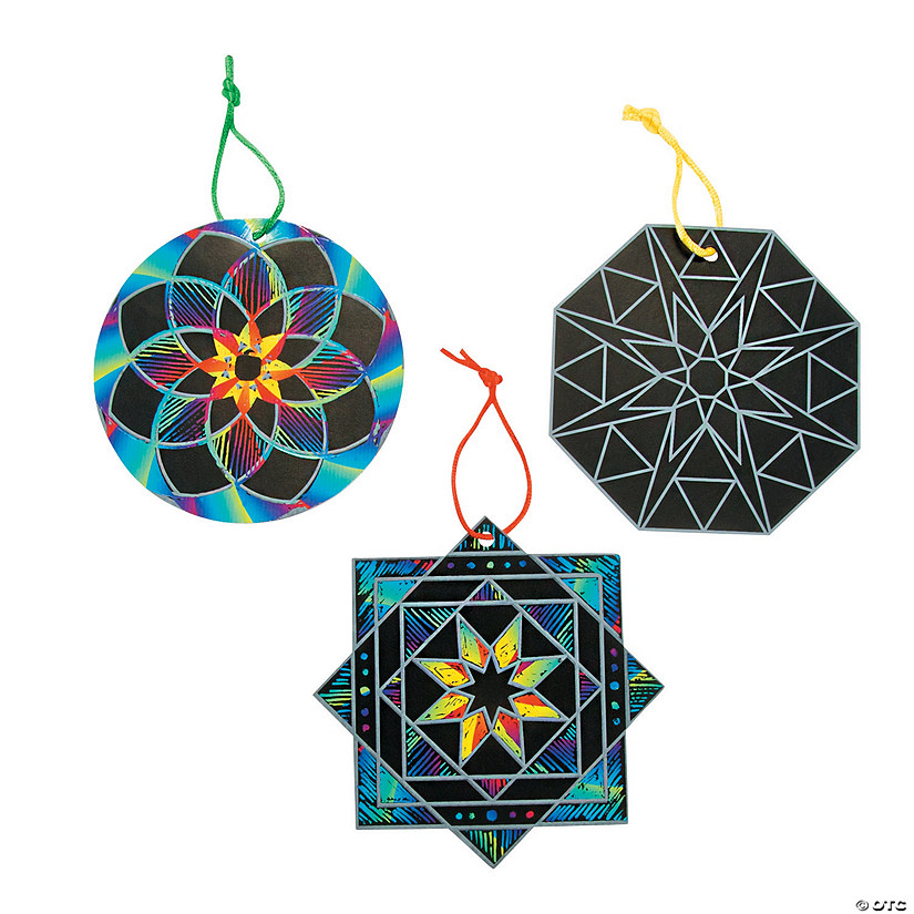 Magic Color Scratch Kaleidoscope Ornaments - 24 Pc. Image