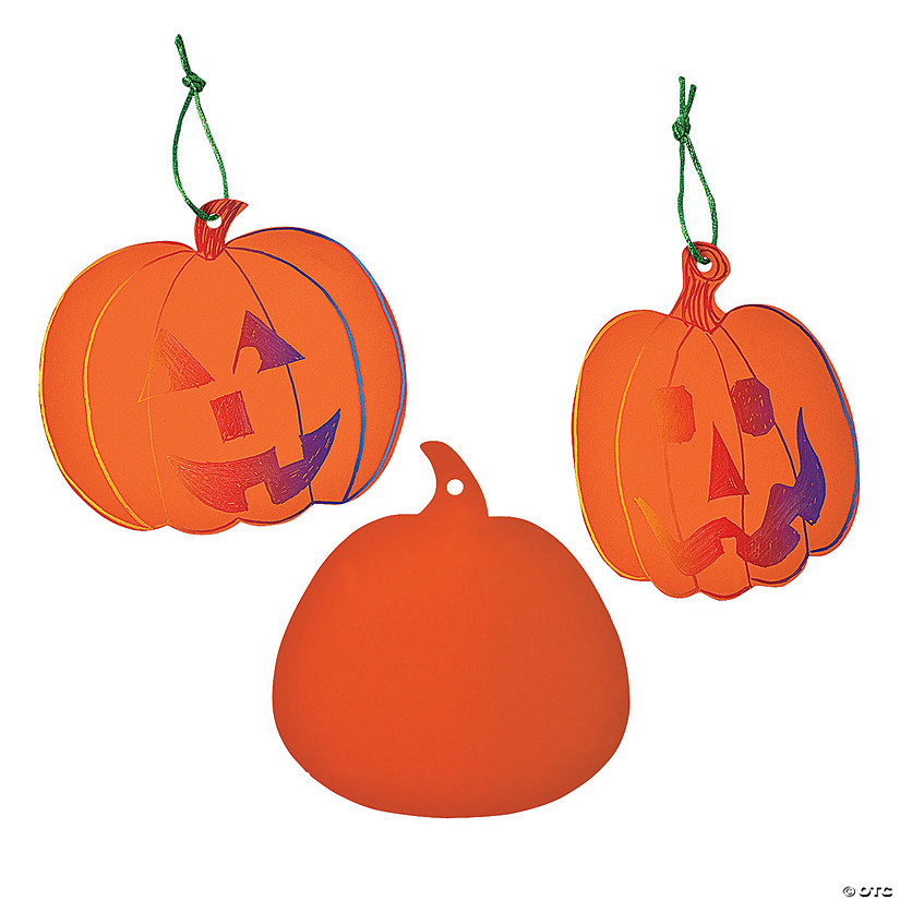Magic Color Scratch Orange Pumpkin Ornaments - 24 Pc. Image