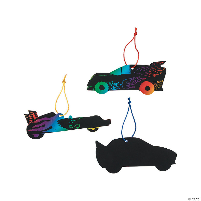 Magic Color Scratch Race Car Ornaments - 24 Pc. Image