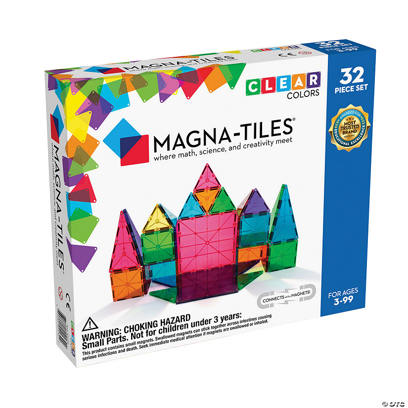 MAGNA-TILES<sup>&#174;</sup> Classic 32-Piece Magnetic Construction Set, The ORIGINAL Magnetic Building Brand Image
