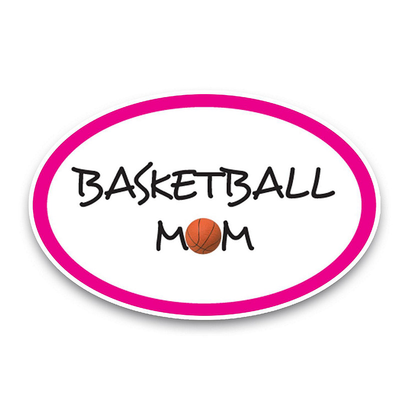 Magnet Me Up Basketball Mom Sports Pink Oval Magnet Decal, 4x6 Inches, Heavy Duty Automotive Magnet For Car Truck SUV Image