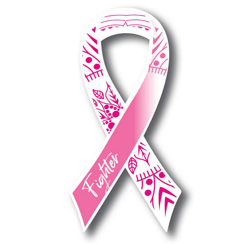 Magnet Me Up Breast Cancer Awareness Pink Mandala Fighter Ribbon Magnet Decal, 3.5x7 Inches, Heavy Duty Automotive Magnet for Car Truck SUV Image