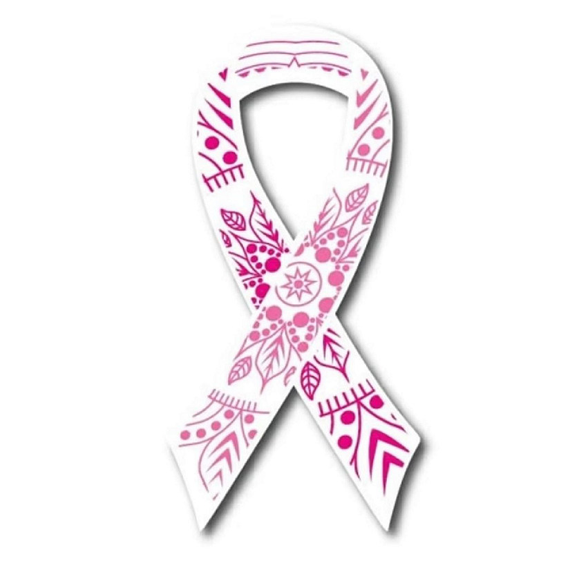 Magnet Me Up Breast Cancer Awareness Pink Mandala Ribbon Magnet Decal, 3.5x7 Inches, Heavy Duty Automotive Magnet for Car Truck SUV Image