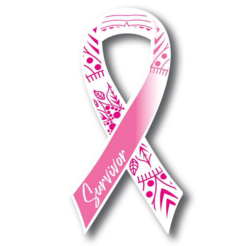 Magnet Me Up Breast Cancer Awareness Pink Mandala Survivor Ribbon Magnet Decal, 3.5x7 Inches, Heavy Duty Automotive Magnet for Car Truck SUV Image