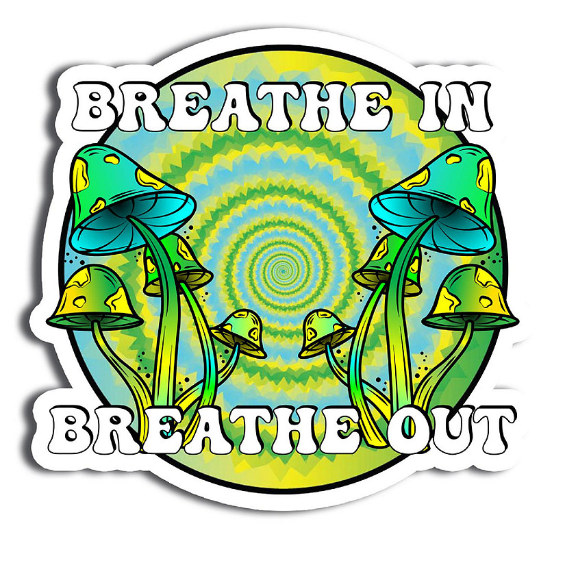 Magnet Me Up Breathe In, Breathe Out Psychedelic Mushroom Tie Dye Magnet Decal, 5 Inches, Automotive Magnet For Car Truck SUV or Any Other Magnetic Surface Image
