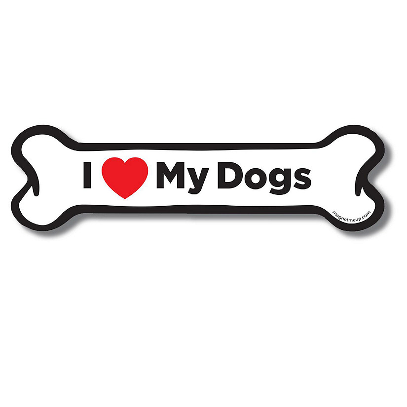 Magnet Me Up I Love My Dogs Bone Magnet Decal, 2x7 Inches, Heavy Duty Automotive Magnet for Car Truck SUV Image