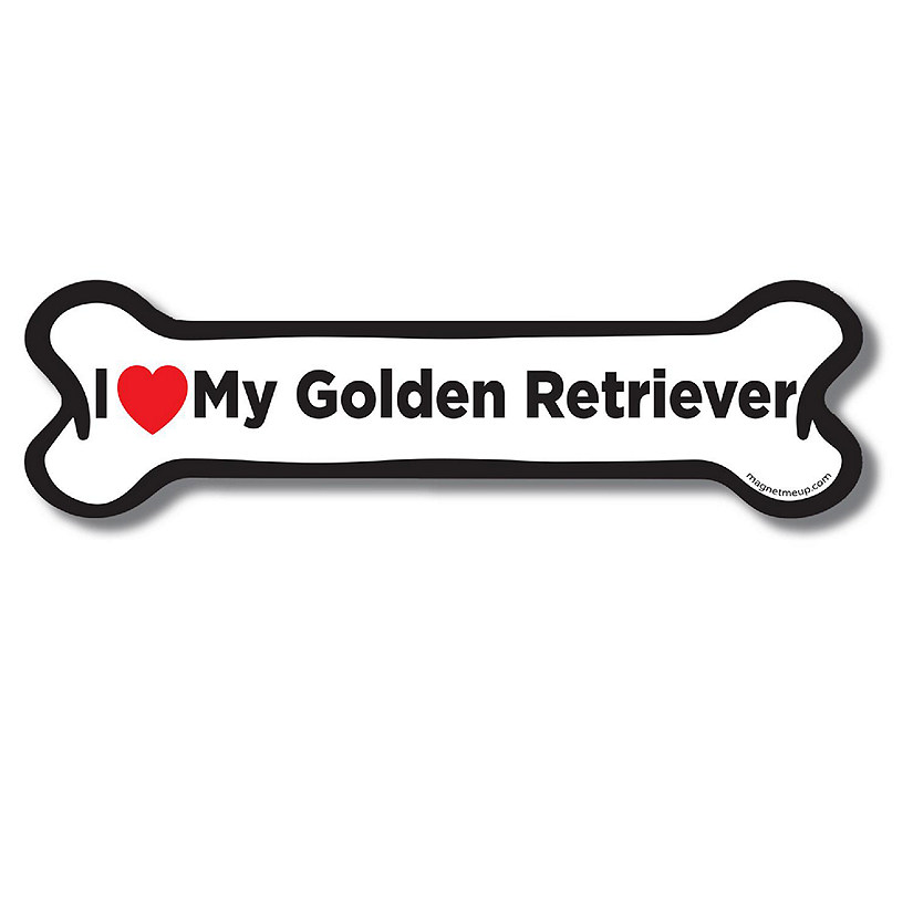 Magnet Me Up I Love My Golden Retriever Dog Bone Magnet Decal, 2x7 Inches, Heavy Duty Automotive Magnet for Car Truck SUV Image