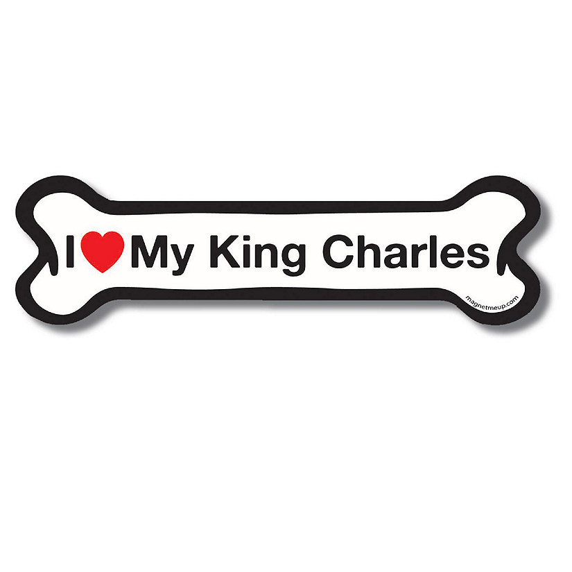 Magnet Me Up I Love My King Charles Dog Bone Magnet Decal, 2x7 Inches, Heavy Duty Automotive Magnet for Car Truck SUV Image