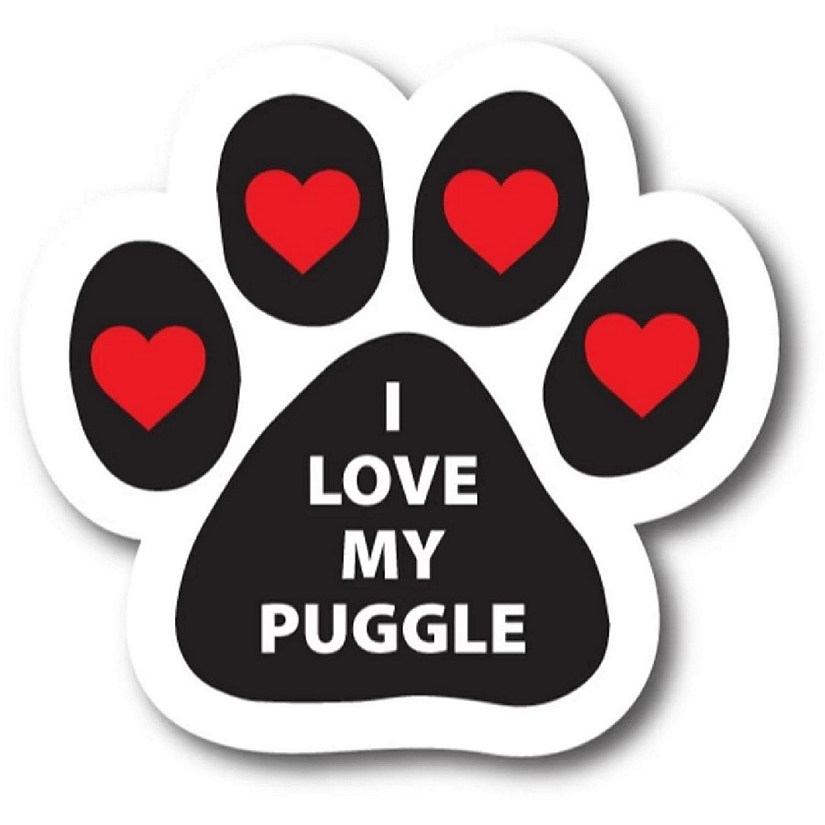 Magnet me Up I Love My Puggle Pawprint Magnet Decal, Heavy Duty Automotive Magnet for Car Truck SUV Image