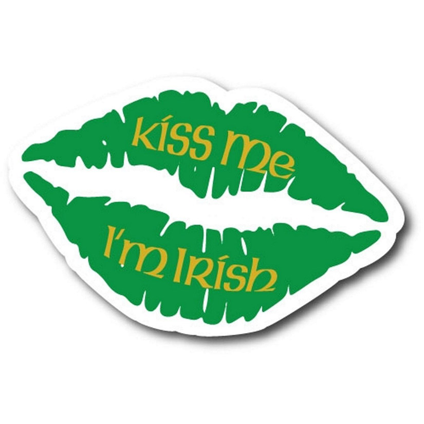 Magnet Me Up Kiss Me I'm Irish St. Patrick's Day Green Lips Magnet Decal, 6 Inches, Heavy Duty Automotive Magnet for Car Truck SUV Image