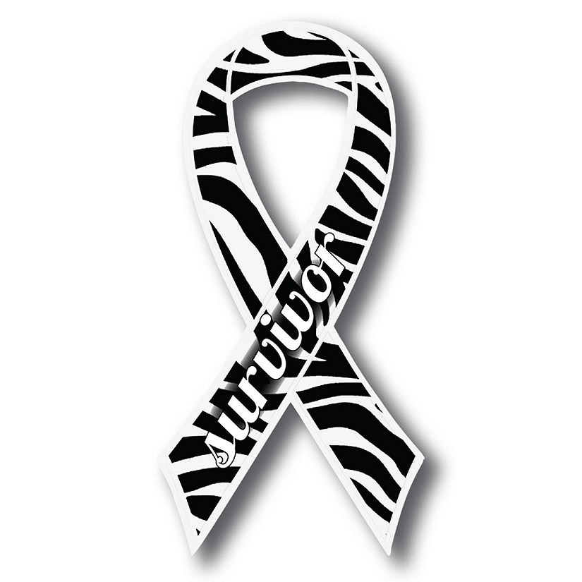 Magnet Me Up Support Carcinoid Cancer Survivor Zebra Ribbon Magnet Decal, 3.5x7 Inches, Heavy Duty Automotive Magnet for Car Truck SUV Image