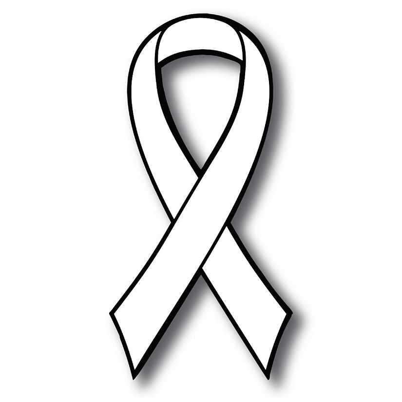 Magnet Me Up Support Lung Cancer Awareness White Ribbon Magnet Decal, 3.5x7 Inches, Heavy Duty Automotive Magnet for Car Truck SUV Image