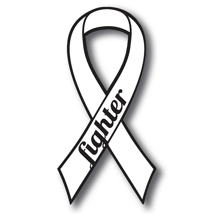 Magnet Me Up Support Lung Cancer Fighter White Ribbon Magnet Decal, 3.5x7 Inches, Heavy Duty Automotive Magnet for Car Truck SUV Image