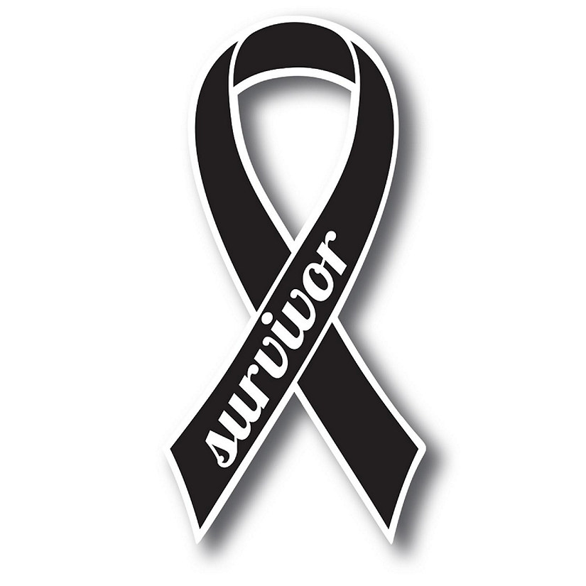 Magnet Me Up Support Melanoma Cancer Survivor Black Ribbon Magnet Decal, 3.5x7 Inches, Heavy Duty Automotive Magnet for Csr truck SUV Image