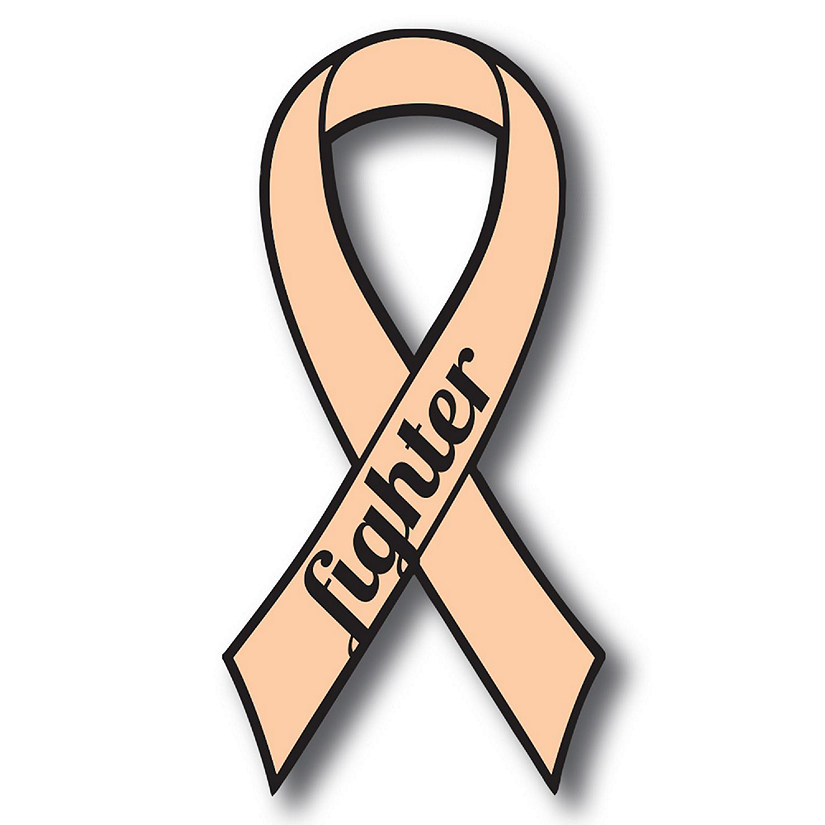 Magnet Me Up Support Uterine Cancer Fighter Peach Ribbon Car Magnet Decal, 3.5x7 Inches, Heavy Duty Automotive Magnet for Car Truck SUV Image