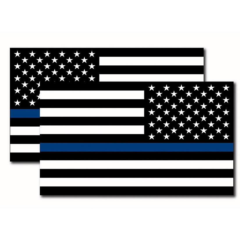Magnet Me Up Thin Blue Line and Reversed Thin Blue Line American Flag Magnet, 7x12", Opposing 2 Pk, in Support of Police and Law Enforcement Officers Image