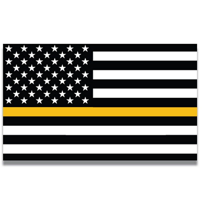 Magnet Me Up Thin Gold Line American Flag Magnet Decal, 3x5 In, Automotive Magnet for Car Truck SUV, in Support of All Emergency Services Dispatchers Image