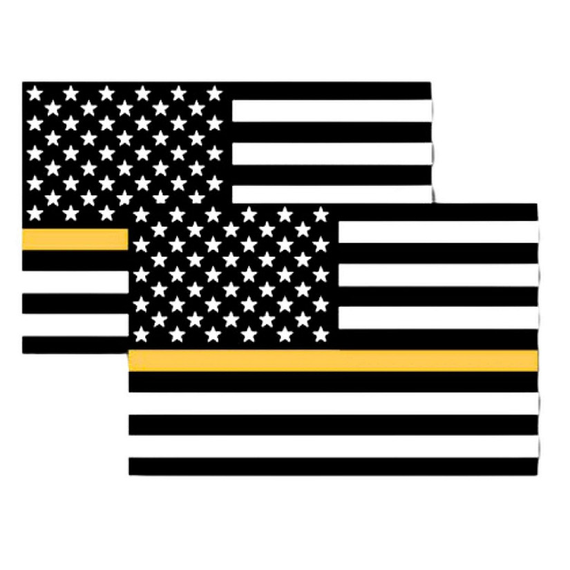 Magnet Me Up Thin Gold Line American Flag Magnet Decal, 4x6 In, 2 Pk, Black, Gold, White, for Car Truck SUV, in Support of All Emergency Services Dispatchers Image