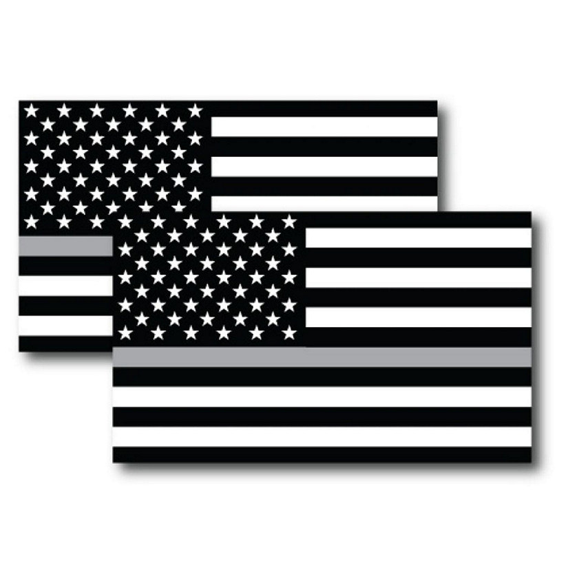 Magnet Me Up Thin Silver Line American Flag Magnet Decal, 3x5 Inches, 2 Pack, Automotive Magnet for Car Truck SUV, in Support of All Correctional Officers Image