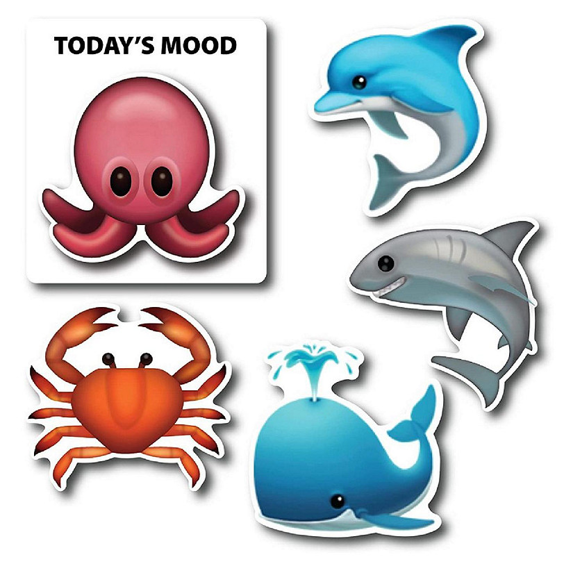 Magnet Me Up Today's Mood Under The Sea Emoticon Magnet Decal Variety Pack, One 3.5x4 Inch Mood Board and Five 3 Inch Mini Emoticons, Magnet For Refrigerator Image