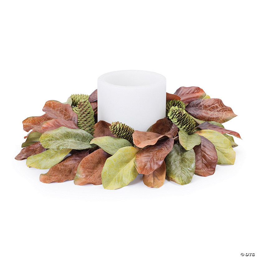 Magnolia Leaf Candle Ring 17"D Polyester (Fits A 6" Candle) Image