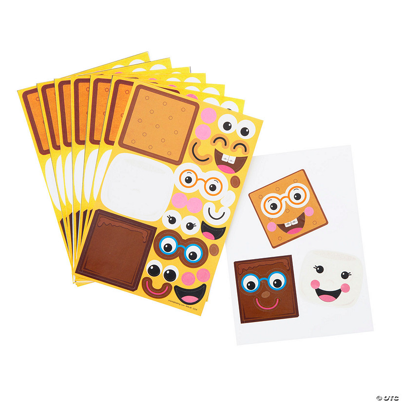 Make-a-S&#8217;Mores Face Sticker Sheets - 12 Pc. Image