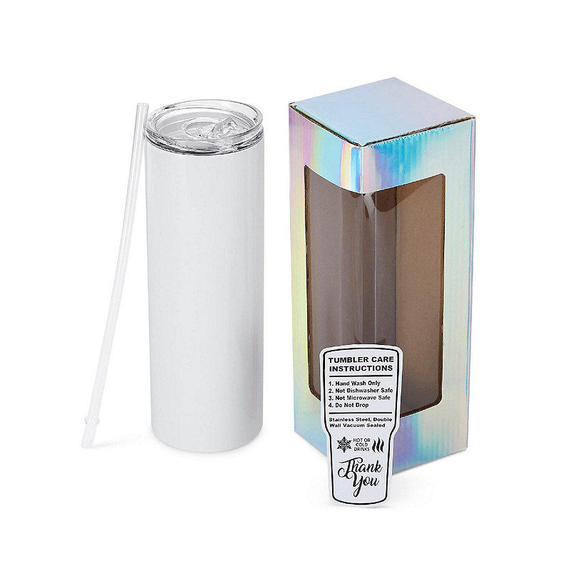 makerflo 25 Pack 20 Oz Skinny Slim Sublimation Blank Tumbler with Splash Proof Lid & Straw, DIY Gifts Image