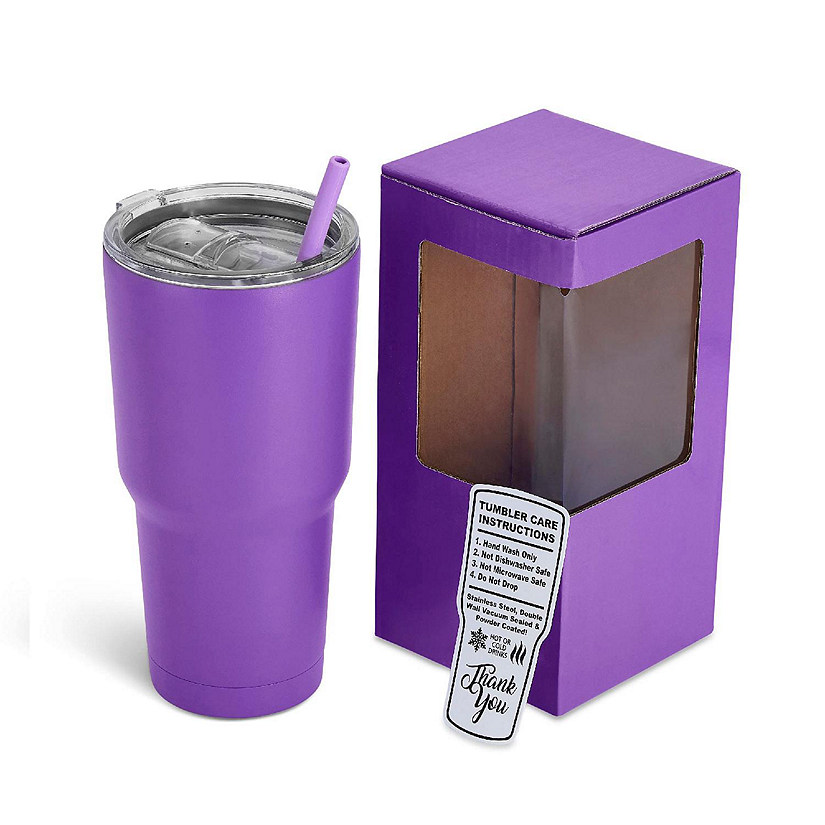 Makerflo 30 Oz Powder Coated Tumbler, Stainless Steel Insulated Travel Tumbler Mug , Purple, 25 pc Image