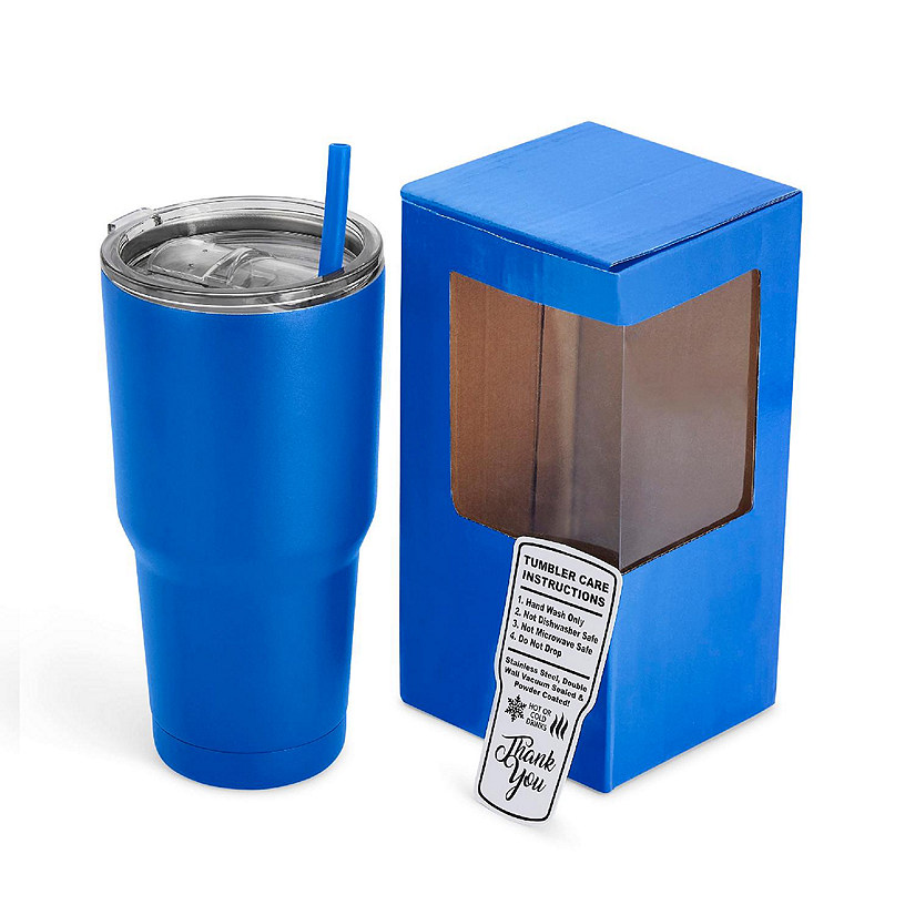 Makerflo 30 Oz Powder Coated Tumbler with Splash Proof Lid & Straw, Personalized DIY Gifts, Blue, 1 pc Image
