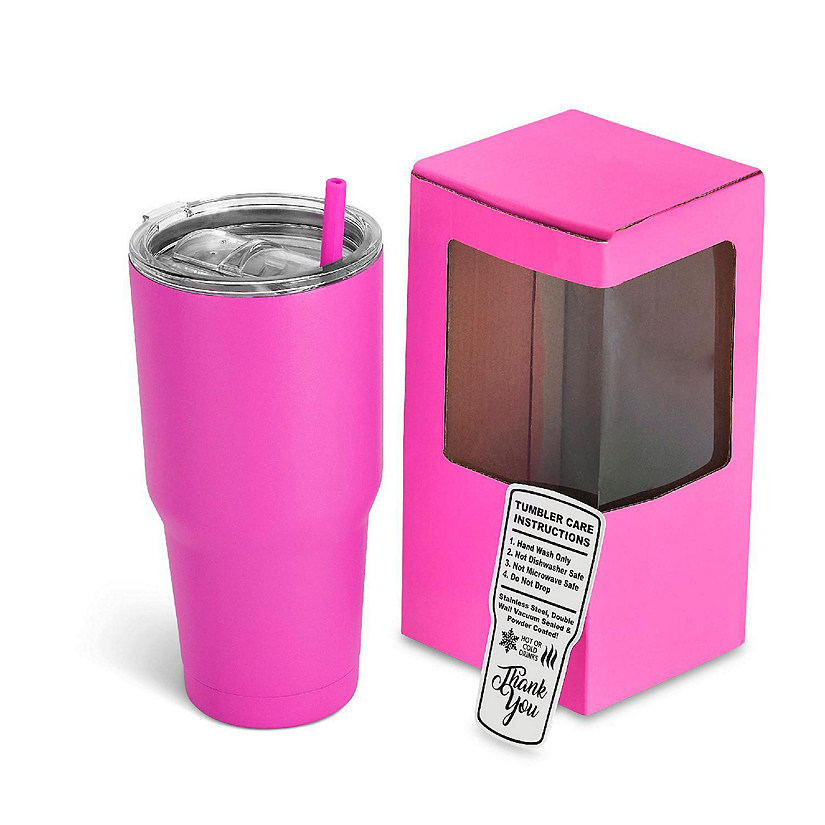 Makerflo 30 Oz Powder Coated Tumbler with Splash Proof Lid & Straw, Personalized DIY Gifts, Pink, 1 pc Image